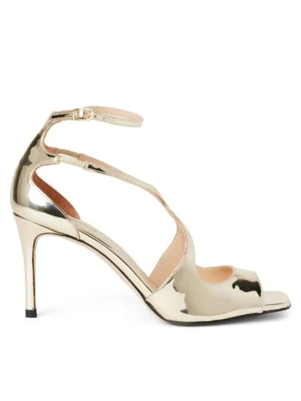 L'AGENCE Madeline Gold Patent Leather Stiletto Sandals Size 39